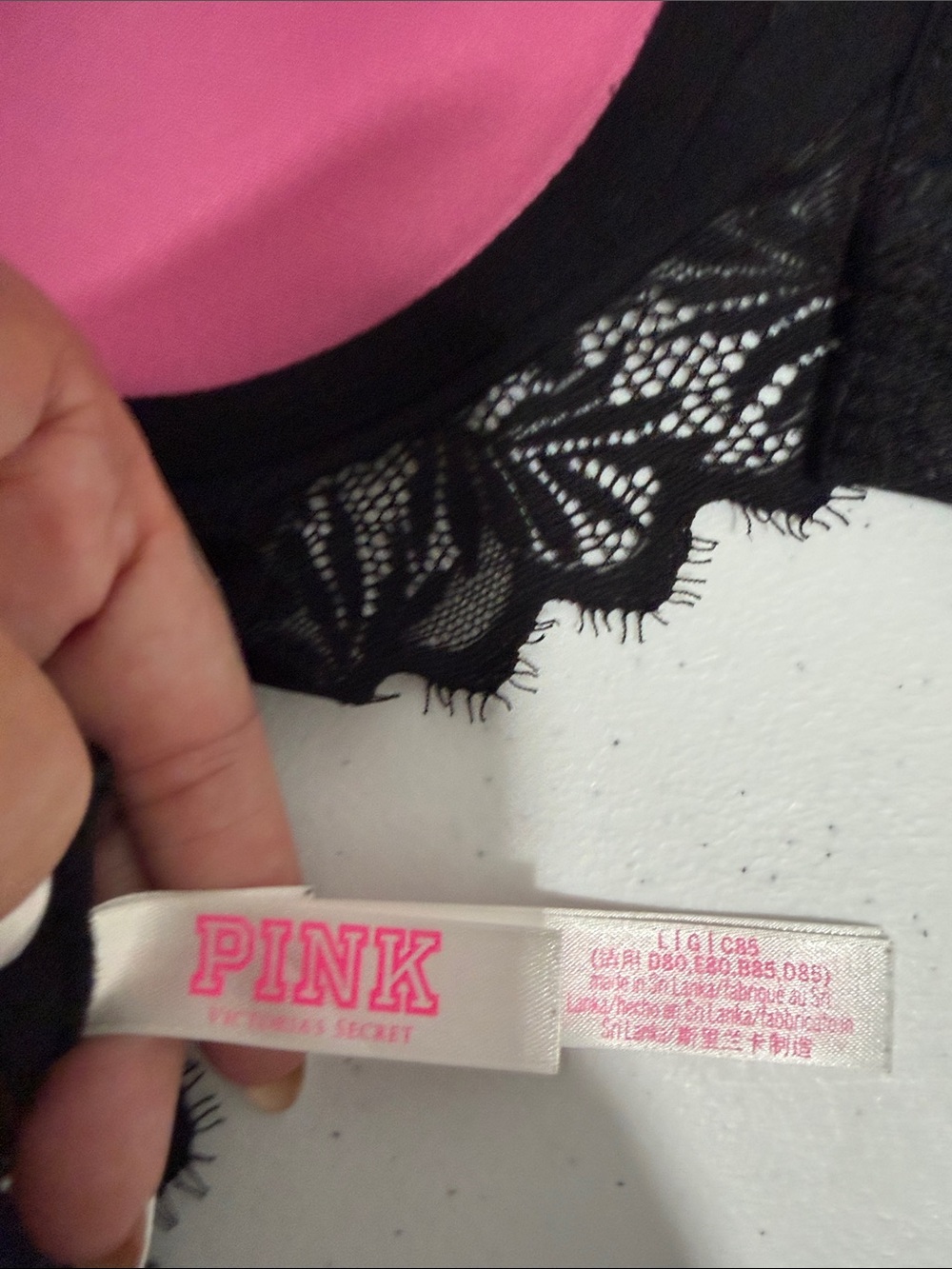 NWOT PINK Victoria's Secret Black Lace Longline Bralette - Picture 7 of 7